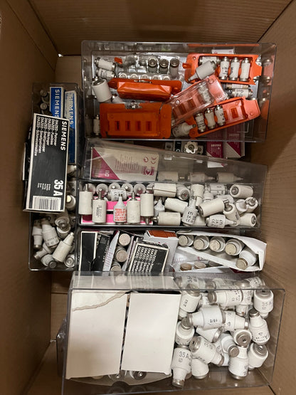 Siemens Diazed Fuse Lot Mixed Amperage 2A–35A Ceramic Industrial Used/New Bulk