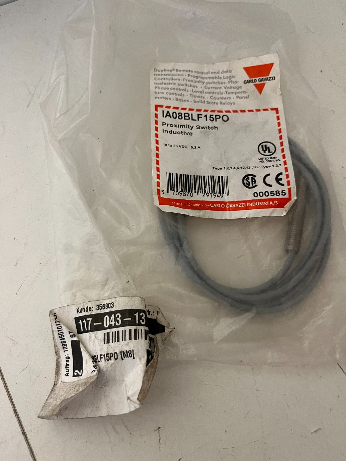 Carlo Gavazzi IA08BLF15PO Inductive Proximity Sensor M8 10-30VDC New in Bag