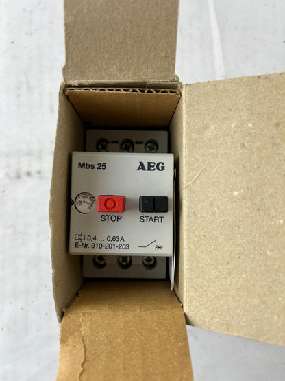 AEG Mbs25 Manual Motor Starter 0.4–0.63A 3‑Pole Motor Protection Switch New