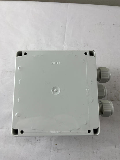 Industrial Junction Box 110x90mm Clear Lid 3x Cable Glands Used Spare Unit