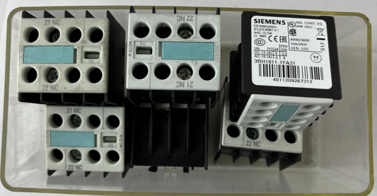 6x Siemens 3RH1911-1FA31 Auxiliary Switch Block 3NO+1NC S00 Top Mount for 3RT10