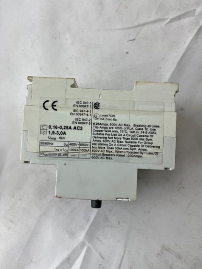 ABB MS325 Motor Protection Circuit Breaker 0.16-0.25A 690V Used Spare Unit