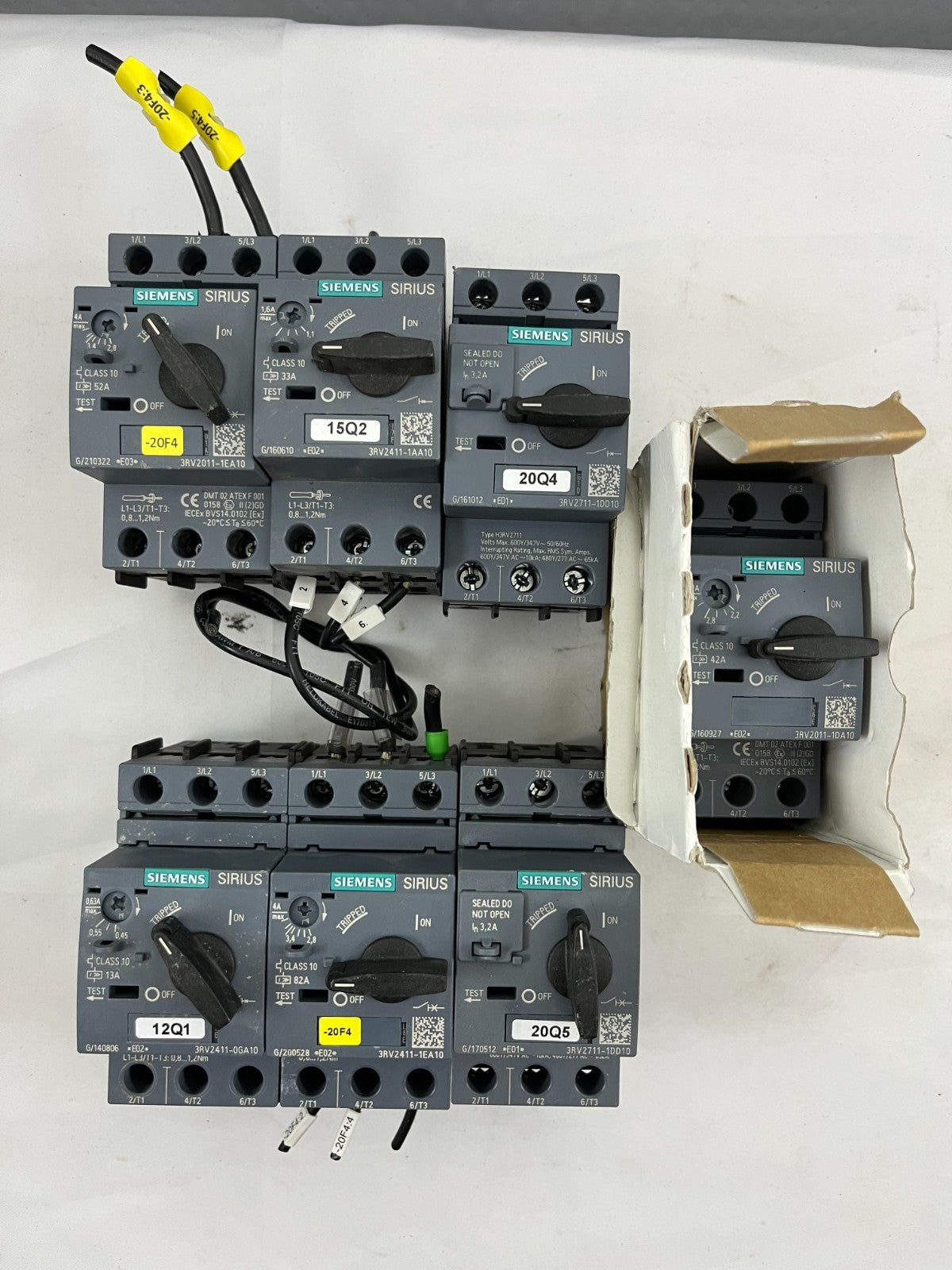 Bundle of 7 Siemens Sirius Motor Protection Circuit Breakers, Mix Various Types