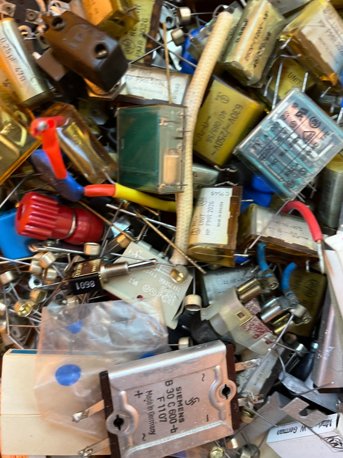Vintage Electronics Grab Box – RC Snubber Units, Relays, Fuses, Mixed Components