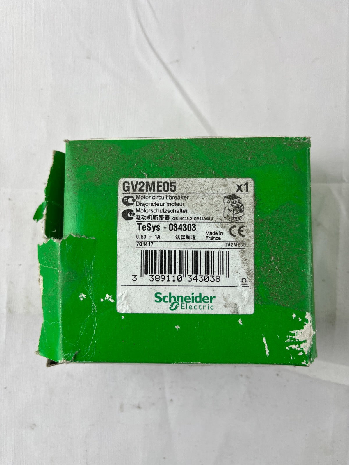 Schneider Electric GV2ME05 TeSys Motor Circuit Breaker 0.63-1A 3P 100kA NEW