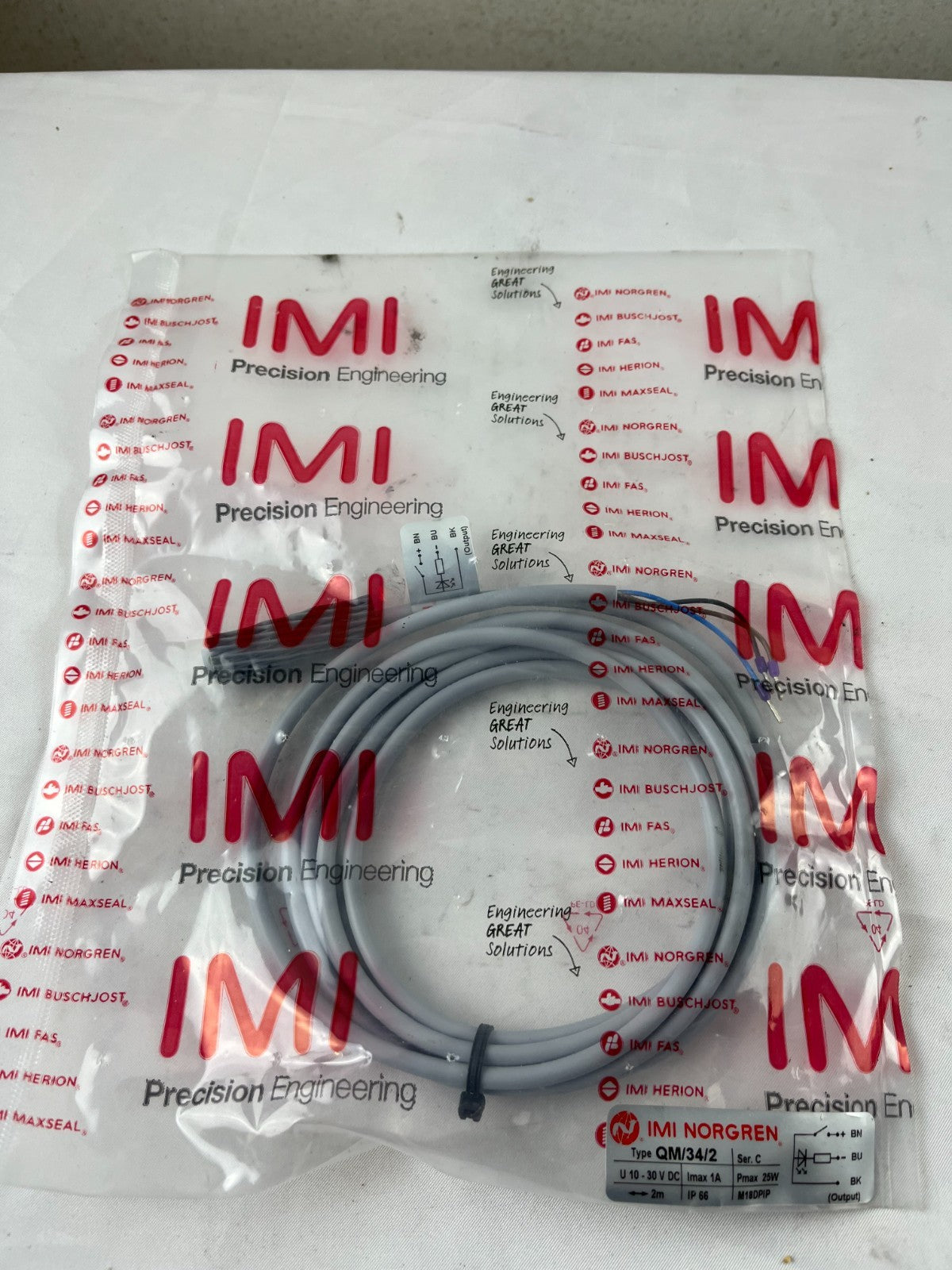 IMI Norgren QM/34/2 Reed Proximity Switch 10–30 V DC 1A 2 m Cable IP66 New