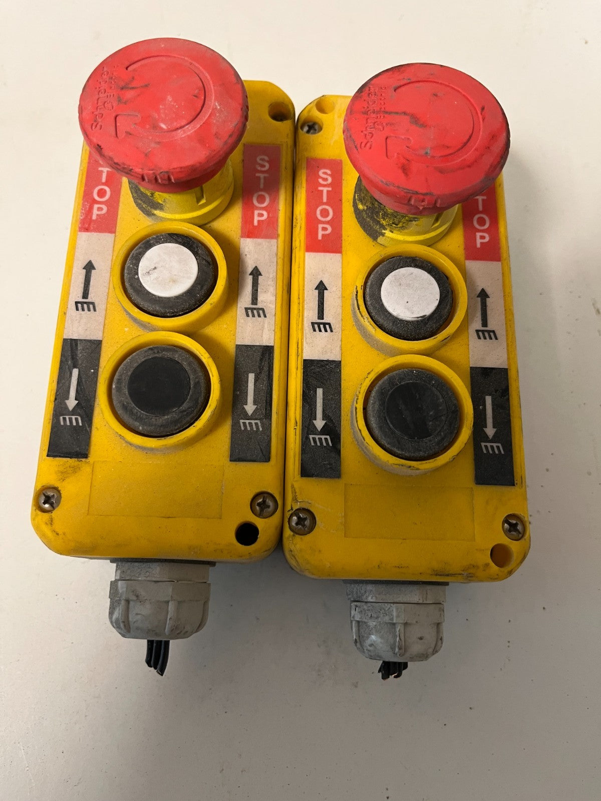 Pendant Control Stations 2x – Up/Down + Emergency Stop, Used Working Lot