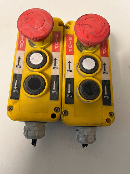 Pendant Control Stations 2x – Up/Down + Emergency Stop, Used Working Lot