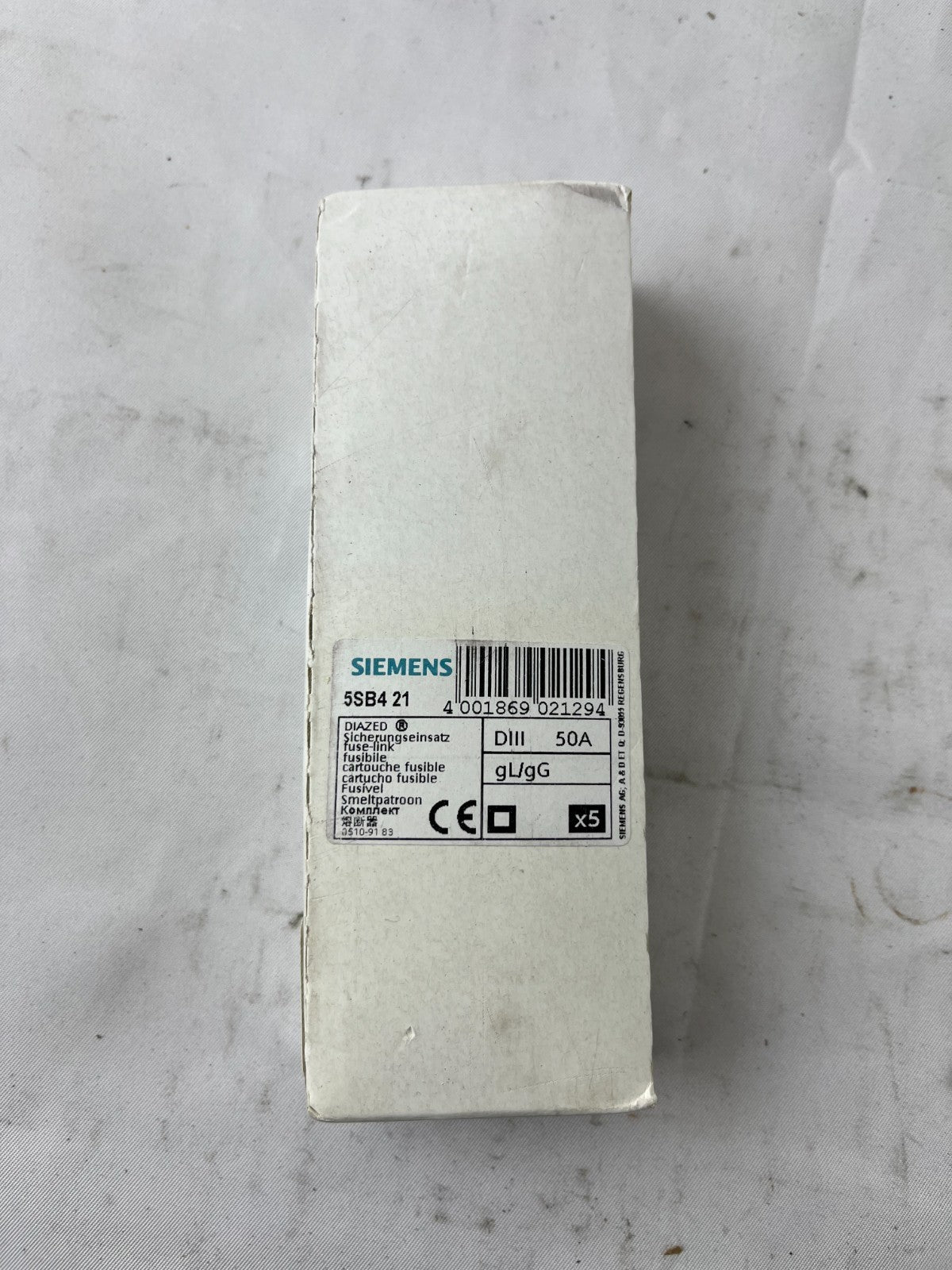 Siemens 5SB4 21 DIII 50A 500V gL/gG Diazed Fuse Links Box Of 5 New Spares