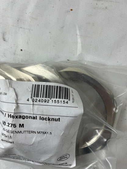 Jacob 50.275 M Hexagonal Locknut M75x1.5 Nickel Plated 5pcs New