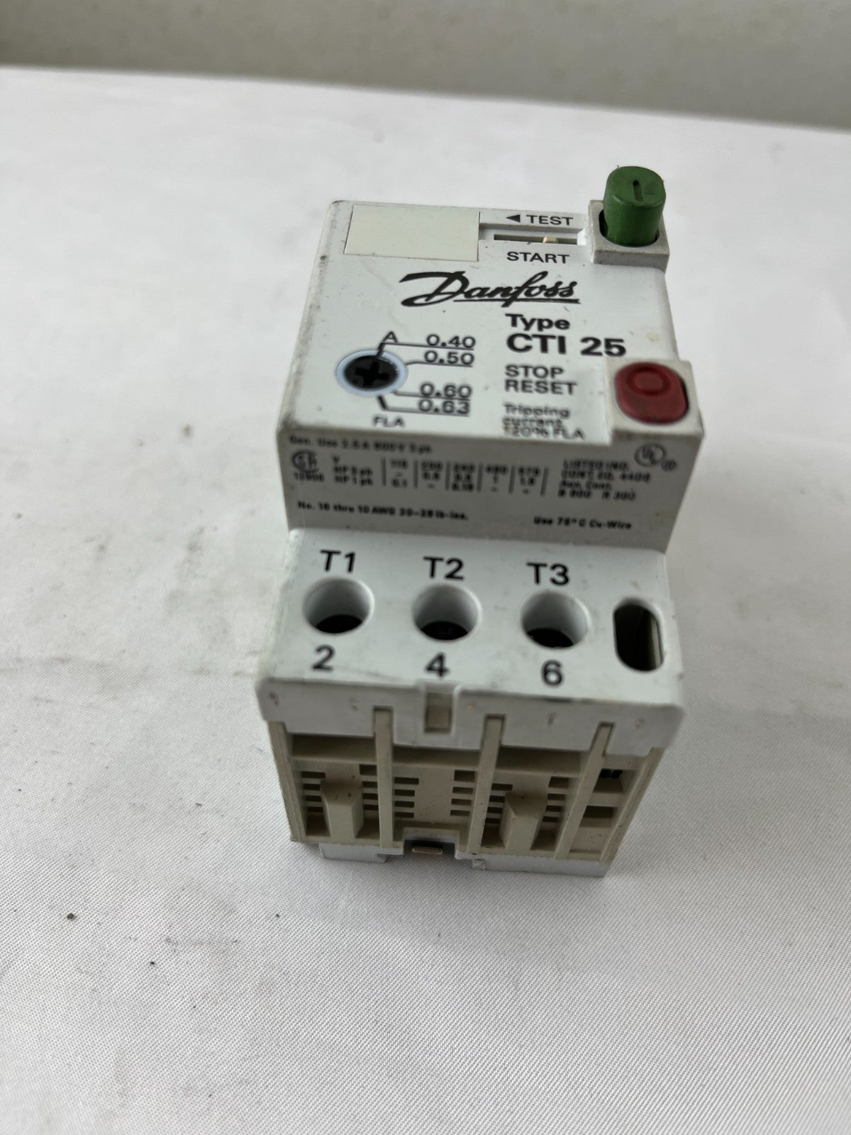 Danfoss CTI 25 Motor Circuit Breaker 0.40–0.63A Thermal Overload Relay Used