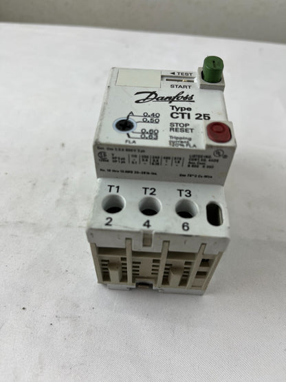 Danfoss CTI 25 Motor Circuit Breaker 0.40–0.63A Thermal Overload Relay Used