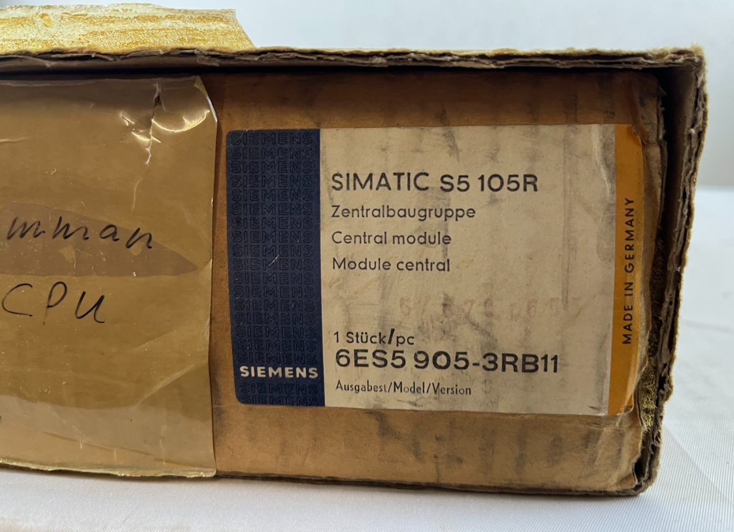 Siemens SIMATIC S5-105R CPU905 Central Module 6ES5 905-3RB11, New Old Stock