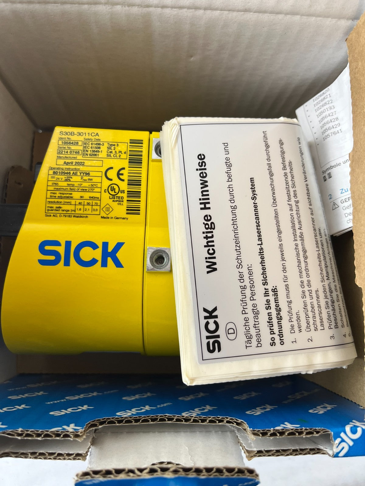 SICK S30B-3011CA S300 Advanced Safety Laser Scanner 3 m 270° New in Box