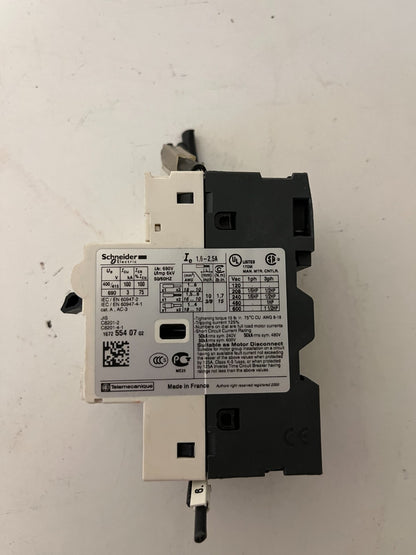 Schneider Electric GV2-RT07 Motor Circuit Breaker 1.6–2.5A TeSys GV2 Used Spare