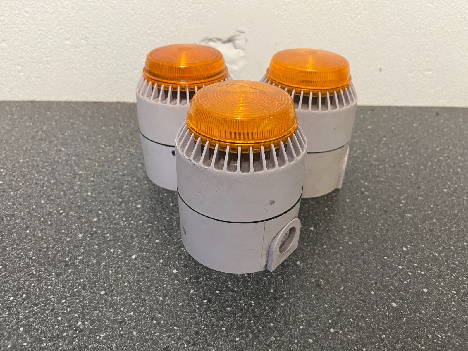 Bundle of 3 Industrial Amber Signal Warning Lights - Tested & Working