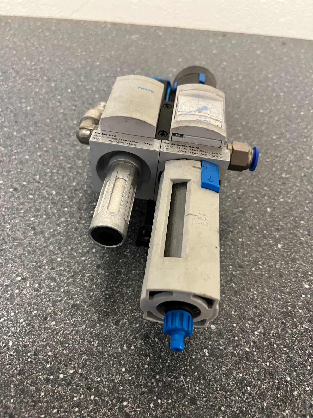Festo MS4-EM1-1/4-S & MS4-LFR-1/4-D7-C-R-M-AS Pneumatic Air Service Unit