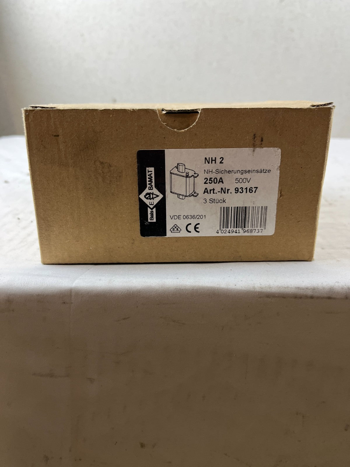 NH2 250A 500V gG Fuse Link Lot of 3x Bamat NH Fuse DIN 43620 NEW Units