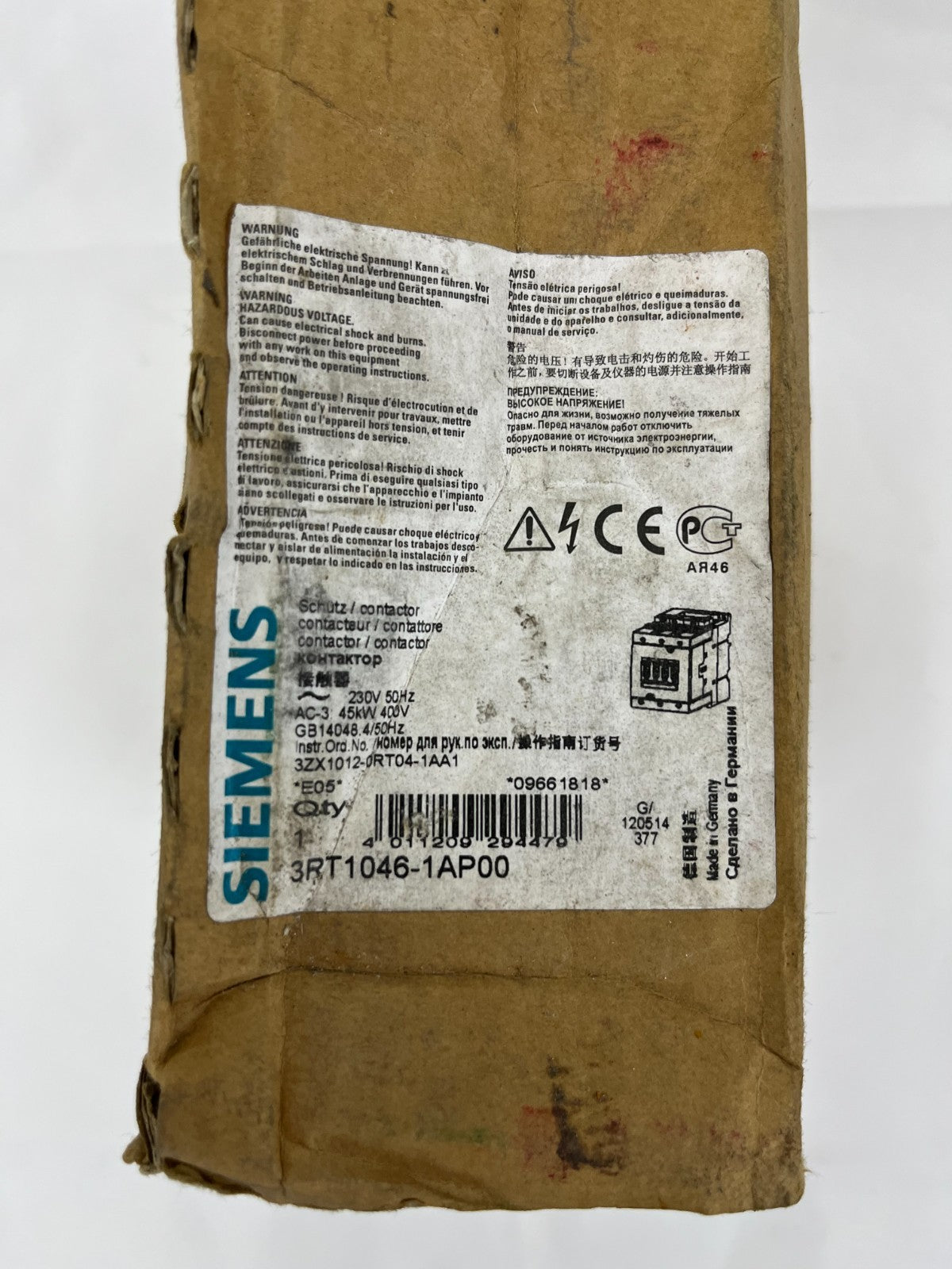 Siemens 3RT1046-1AP00 SIRIUS Power Contactor 3-Pole 95A 230V AC 45kW - Used Good