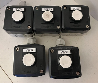 5x Schneider Electric XALD211 Enclosed Push Button Stations - 22mm - Used