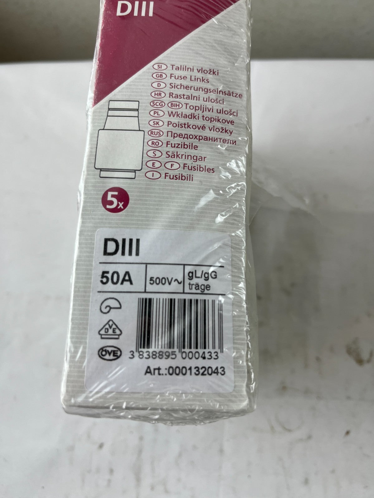 DIII 50A 500V gL/gG Diazed Fuse Links Lot Of 25 Pcs New Open Box Spares