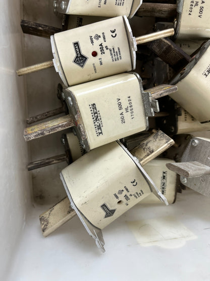 Bussmann Damat NH 250A 500V HL GG Fuses Lot Of Approx 20 Used Spare Units