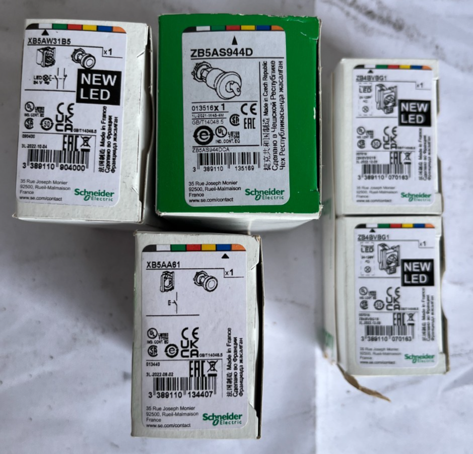Schneider Harmony Xb5 Pilot Light And E‑Stop Heads New Led Lot Of 5x Units