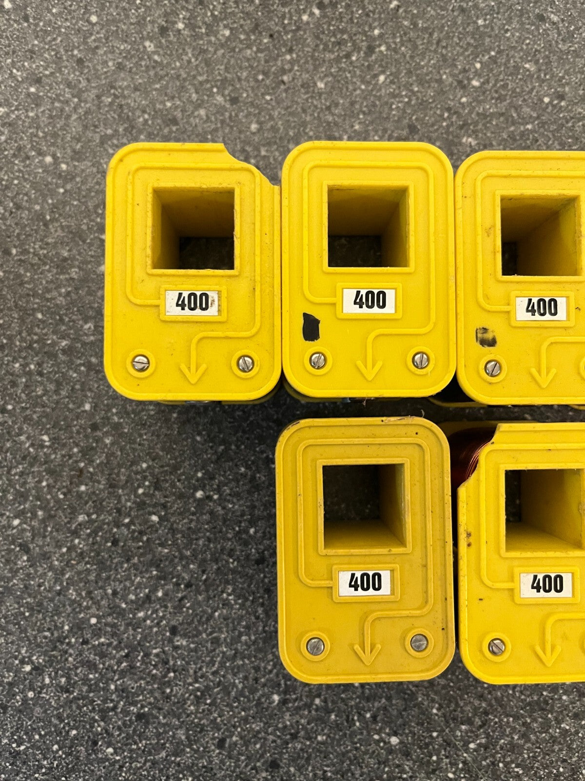 Lot of 6 Vintage 400 Current Transformers Yellow Industrial Components