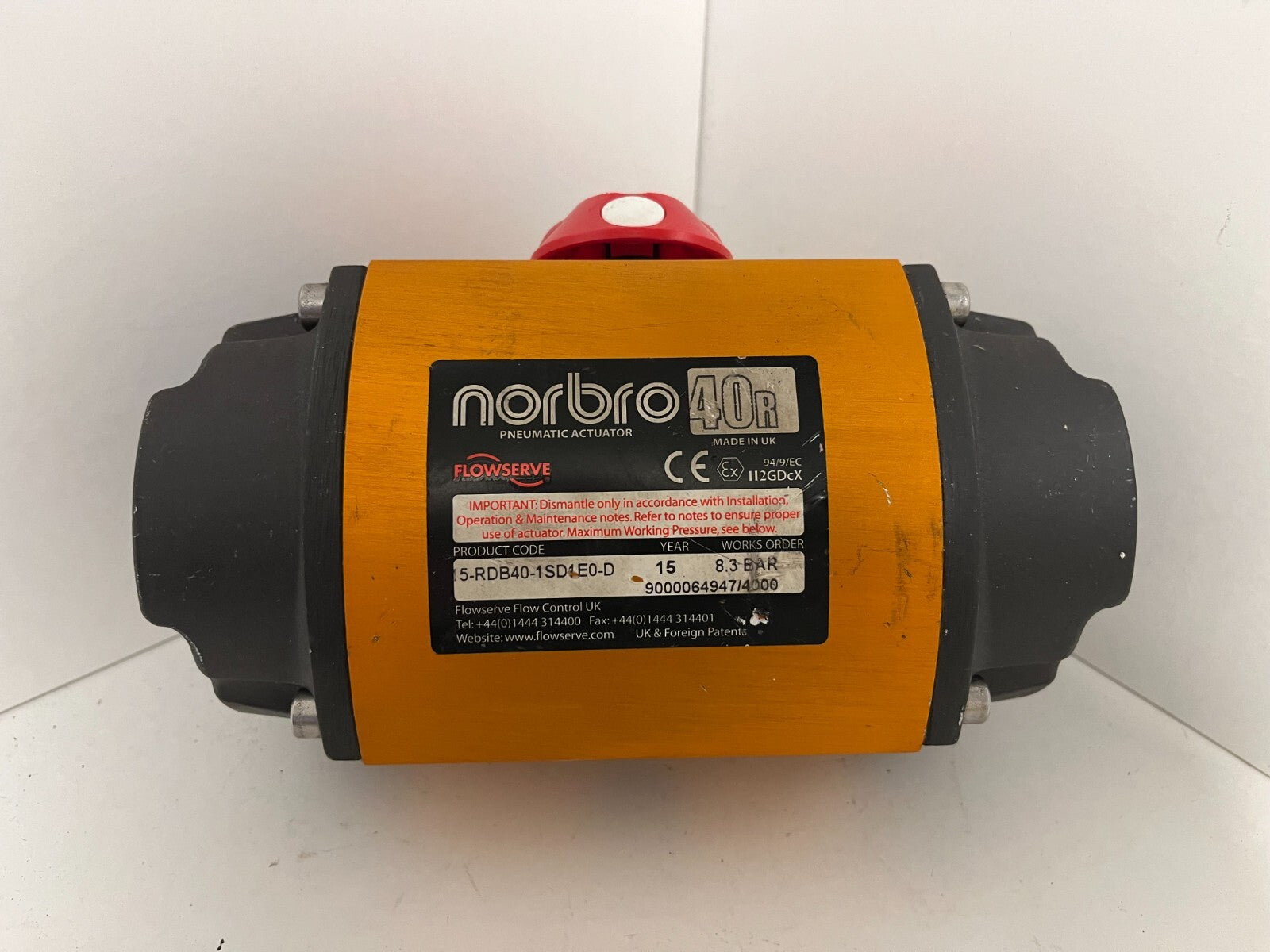 Flowserve Norbro 40R Pneumatic Actuator 15-RDB40-1SD1E0-D - Used, Working