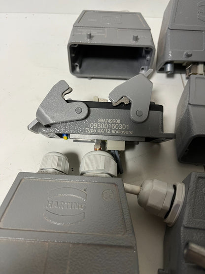 Harting Han Heavy Duty Connector Lot Enclosures Inserts Cable Hoods Used Bundle