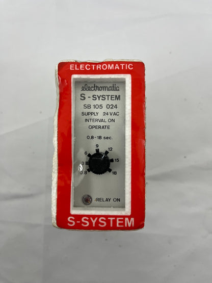 Electromatic S-System SB 105 024 Timer Relay 24VAC Interval On Operate 0.8–18s