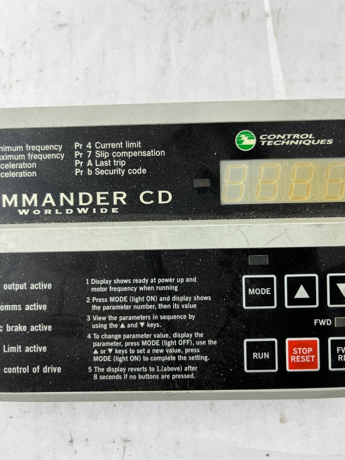 Control Techniques Commander CD Keypad Operator Panel DCN 93400 Used Working