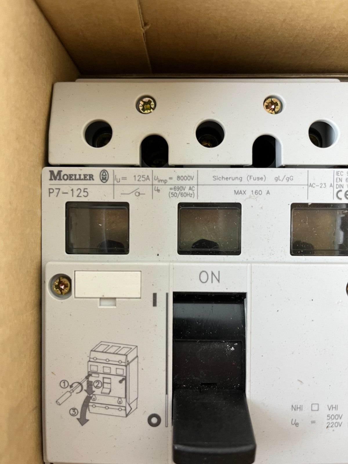 Moeller P7-125 Main Switch 3-Pole 125A 690V AC Disconnect Switch Breaker NEW
