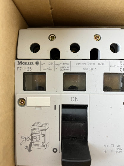 Moeller P7-125 Main Switch 3-Pole 125A 690V AC Disconnect Switch Breaker NEW
