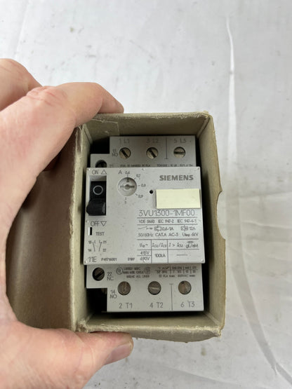 Siemens 3VU1300‑1MF00 Motor Protection Circuit Breaker 0.6–1A 3‑Pole 1NO+1NC New