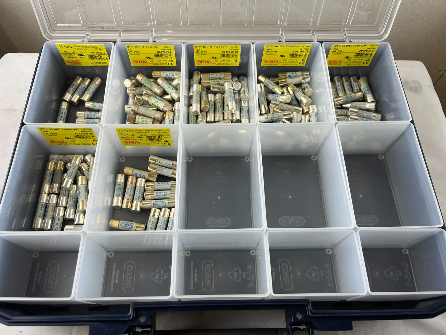 Raaco Organizer Box w/ SIBA URZ Fuse Links 10x38mm gR 690V New Unused
