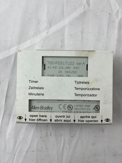 Allen-Bradley 700-FEB1TU22 Timer NEW OFF-DELAY 0.05s-10h 110-240VAC Czech Made