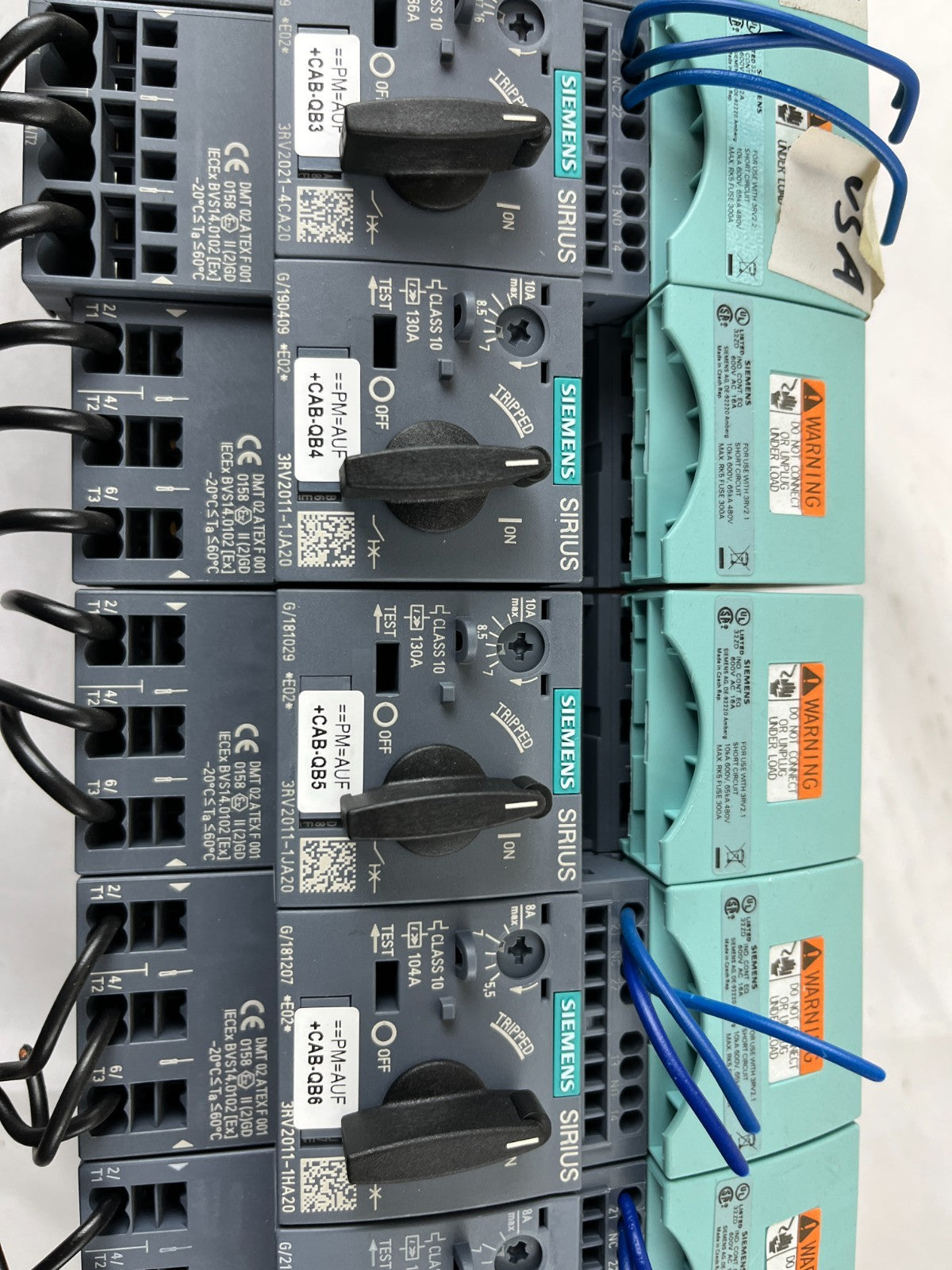 Lot 7x Siemens SIRIUS 3RV2011 / 3RV2021 Motor Protection Circuit Breakers Used