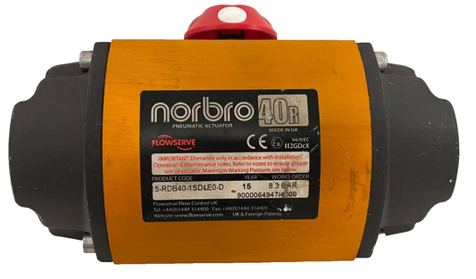 Flowserve Norbro 40R Pneumatic Actuator 15-RDB40-1SD1E0-D - Used, Working