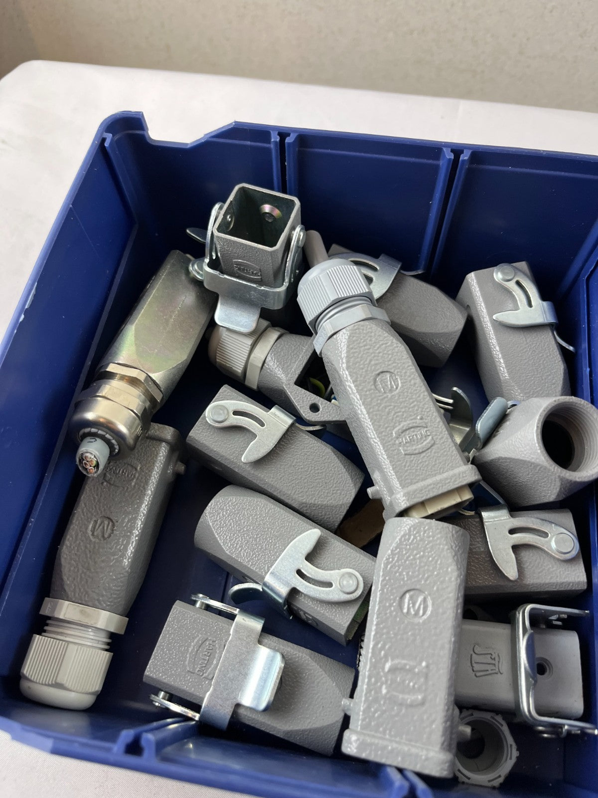 Harting Han 3A Side Entry Hood Connector Lot, Mixed Sizes, Used Bundle Spares