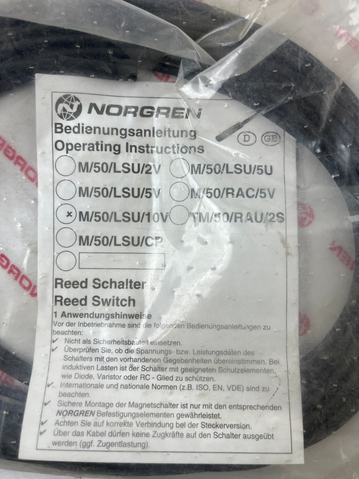 Norgren M/50/LSU/10V Reed Switch Sensor 10m Cable New In Original Packaging