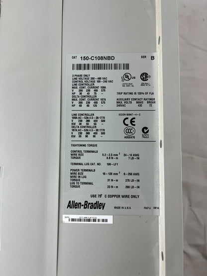 Allen-Bradley 150-C108NBD SMC-3 Soft Starter 3-phase 108A 200–480V 100–240V