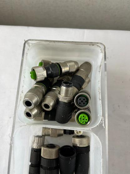 M12 Field Wireable Connectors 4 & 5 Pin Angled Bundle Used Spare Parts