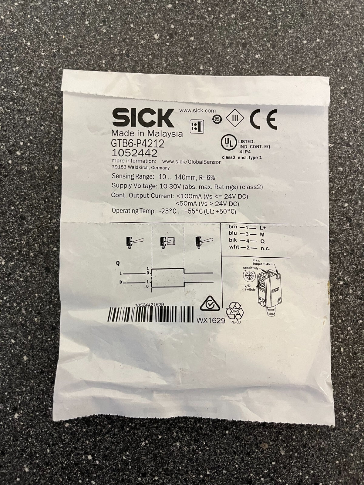 SICK GTB6-P4212 Photoelectric Sensor 10-30V DC, 10-140mm Range, New in Packaging