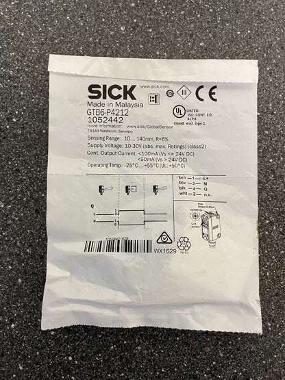 SICK GTB6-P4212 Photoelectric Sensor 10-30V DC, 10-140mm Range, New in Packaging