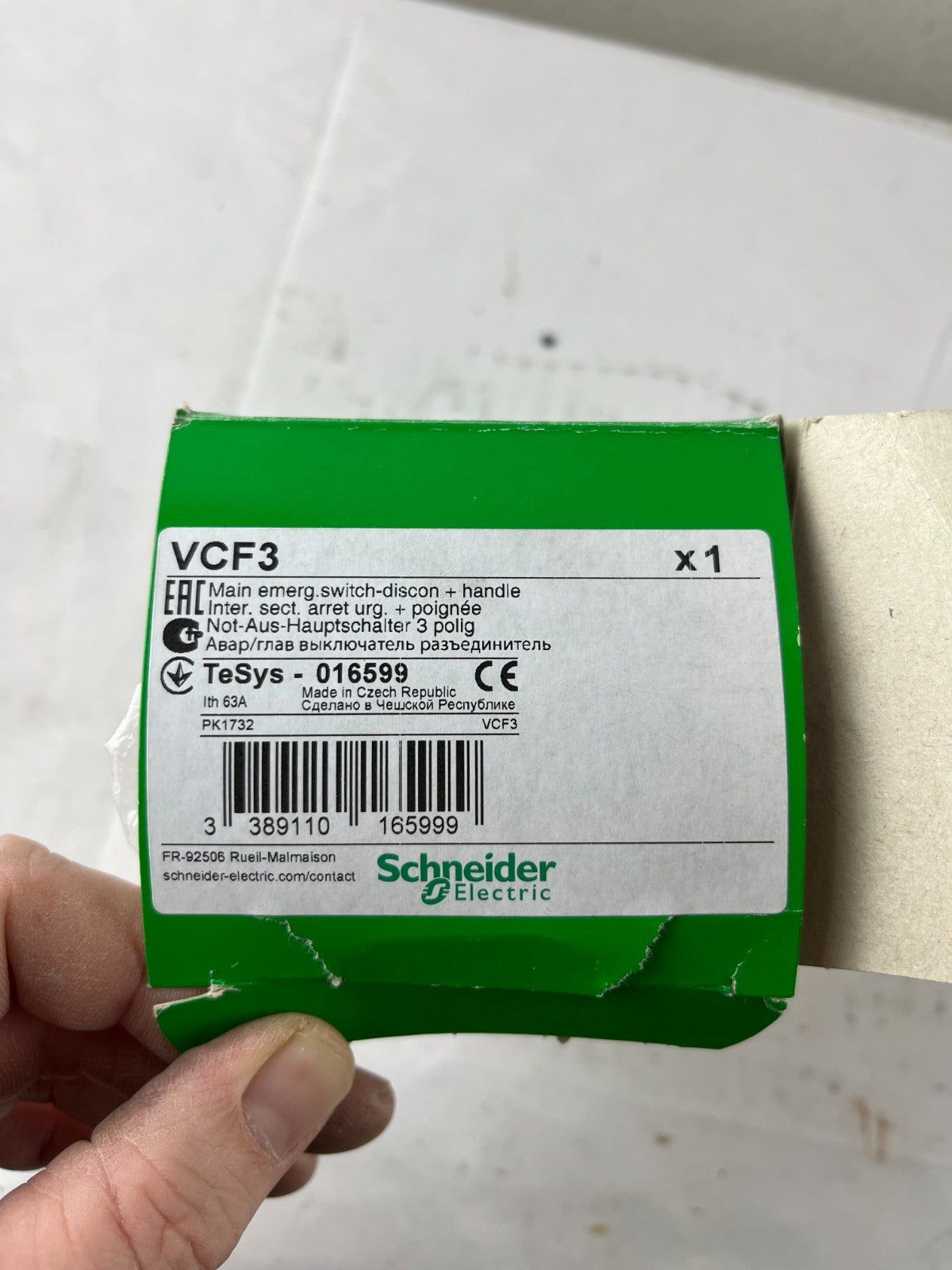 Schneider TeSys VCF3 016599 3‑Pole 63A Emergency Stop Switch Disconnector New