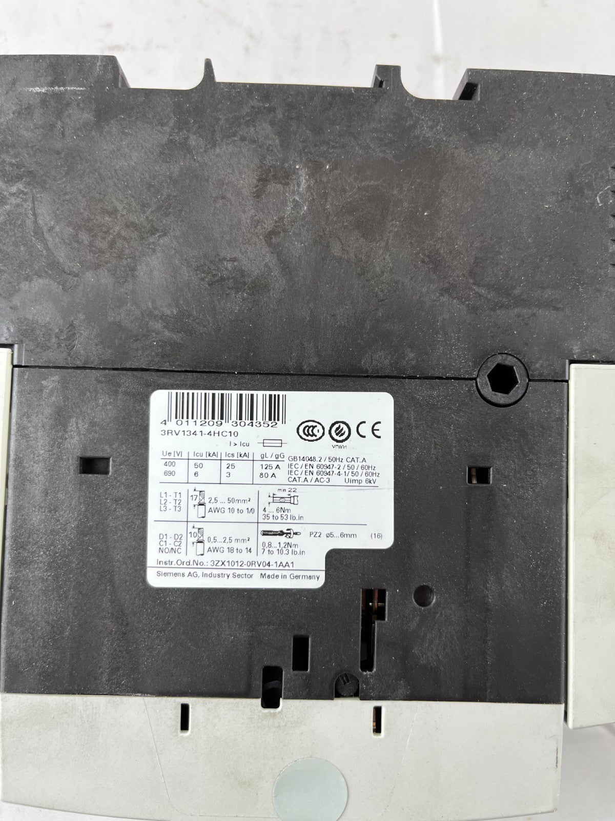 Siemens 3RV1341-4HC10 Sirius Motor Protection Circuit Breaker 50A S3 Used