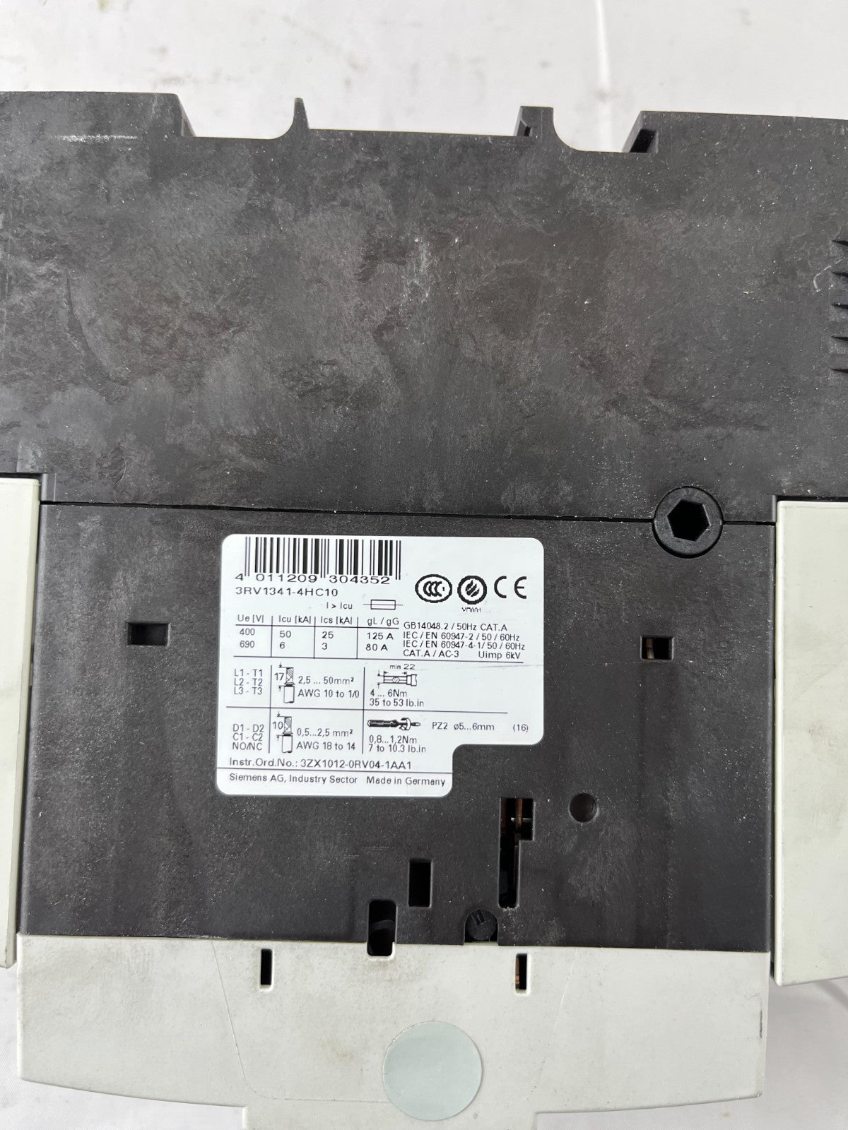Siemens 3RV1341-4HC10 Sirius Motor Protection Circuit Breaker 50A S3 Used