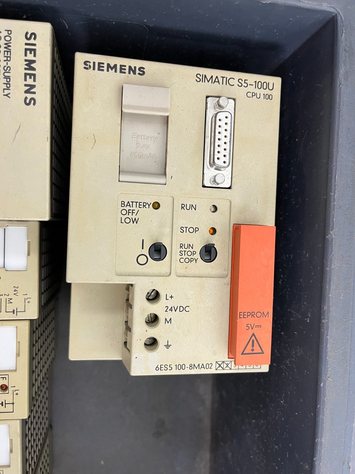 Siemens S5-100U CPU 100 PLC Bundle Power Supply, Bus, Digital/Relay I/O Modules