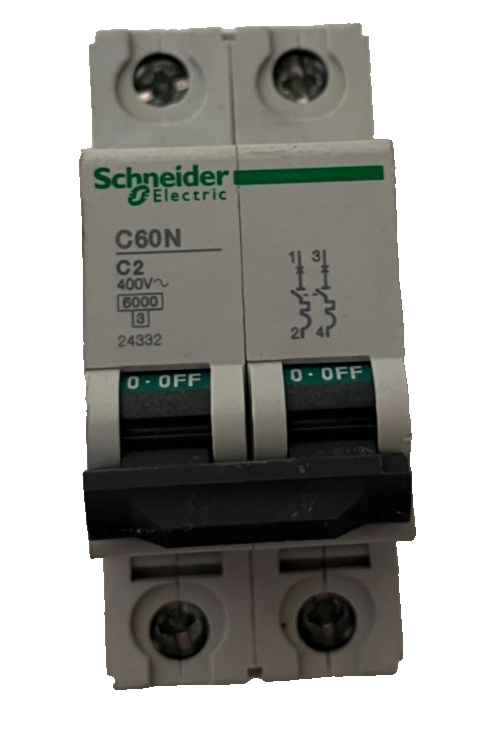 Schneider Electric C60N C2 2P 400V Miniature Circuit Breaker 6000A Used Spare